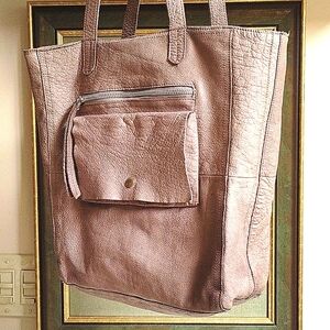 Day & Mood Greige Leather Tote Bag